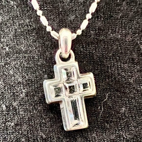 Brighton 2pc. Set Necklace & Bracelet Etched Filagree and Crystal Crosses - Picture 7 of 12